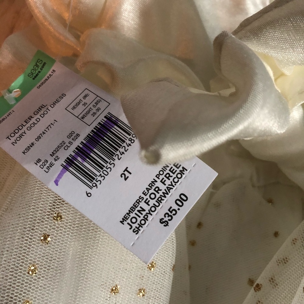 ($35) Special Editions NWT ivory/gold dress - Picture 5 of 6